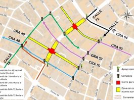 Desvíos por obras en las intersecciones de la calle 72 con carrera 53 y 49 van hasta el 13 de julio
